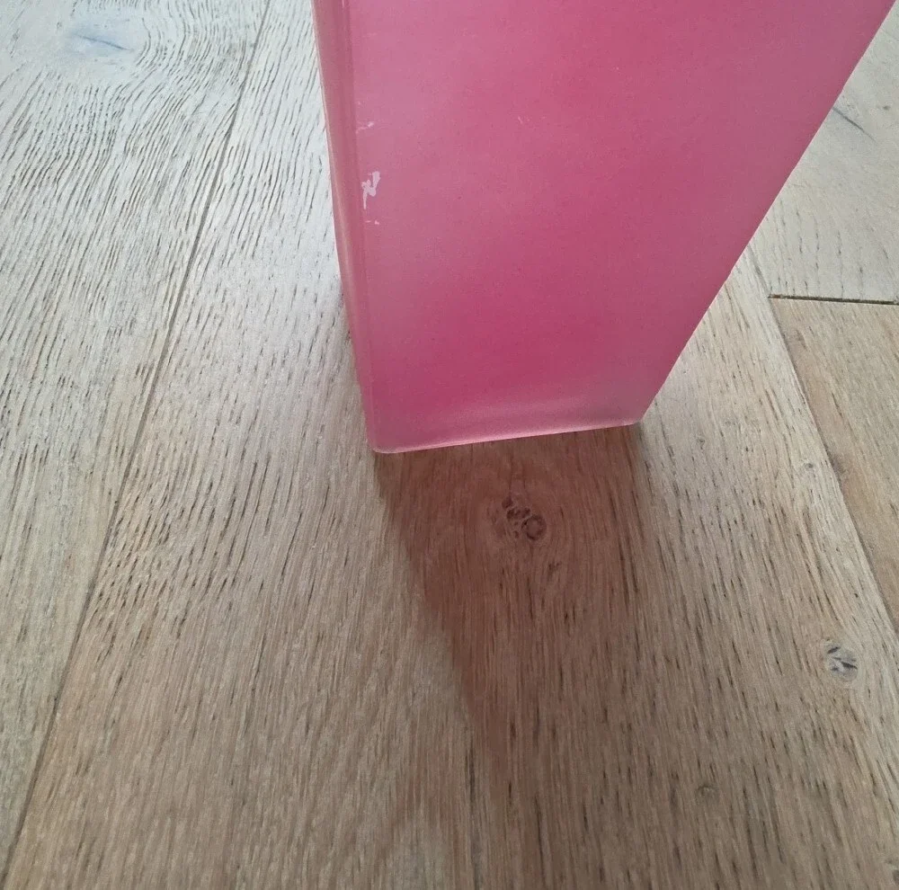 Pink Frosted Square Glass Vase
